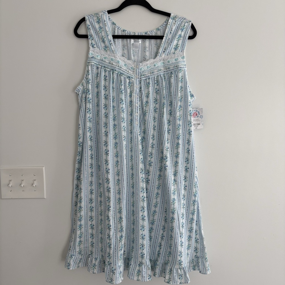 100% Cotton Light Blue Ditzy Floral Cottagecore Nightgown Adonna Ruffle XXL